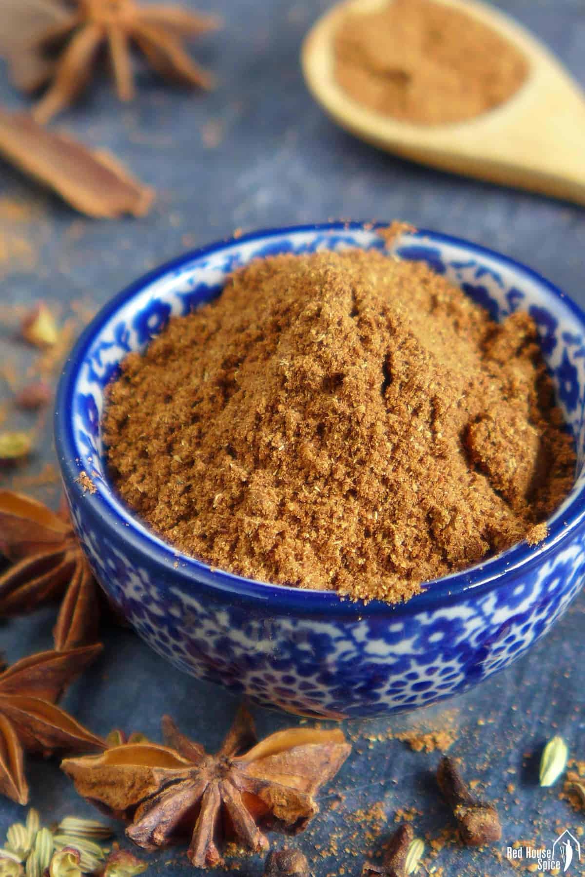 Homemade Chinese five spice powder in a bowl.
