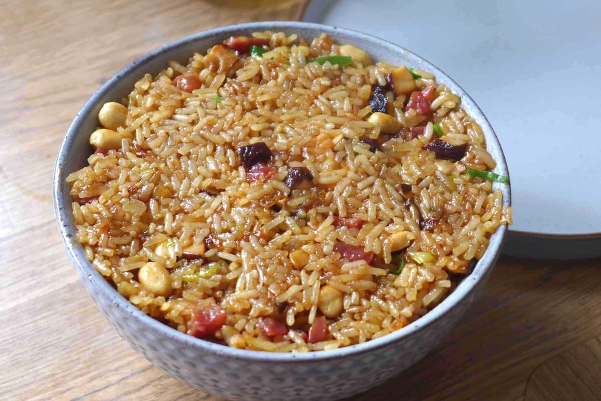 cooked Chinese sticky rice in a bowl.