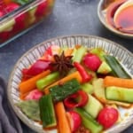 a plate of Chinese overnight pickled vegetables.
